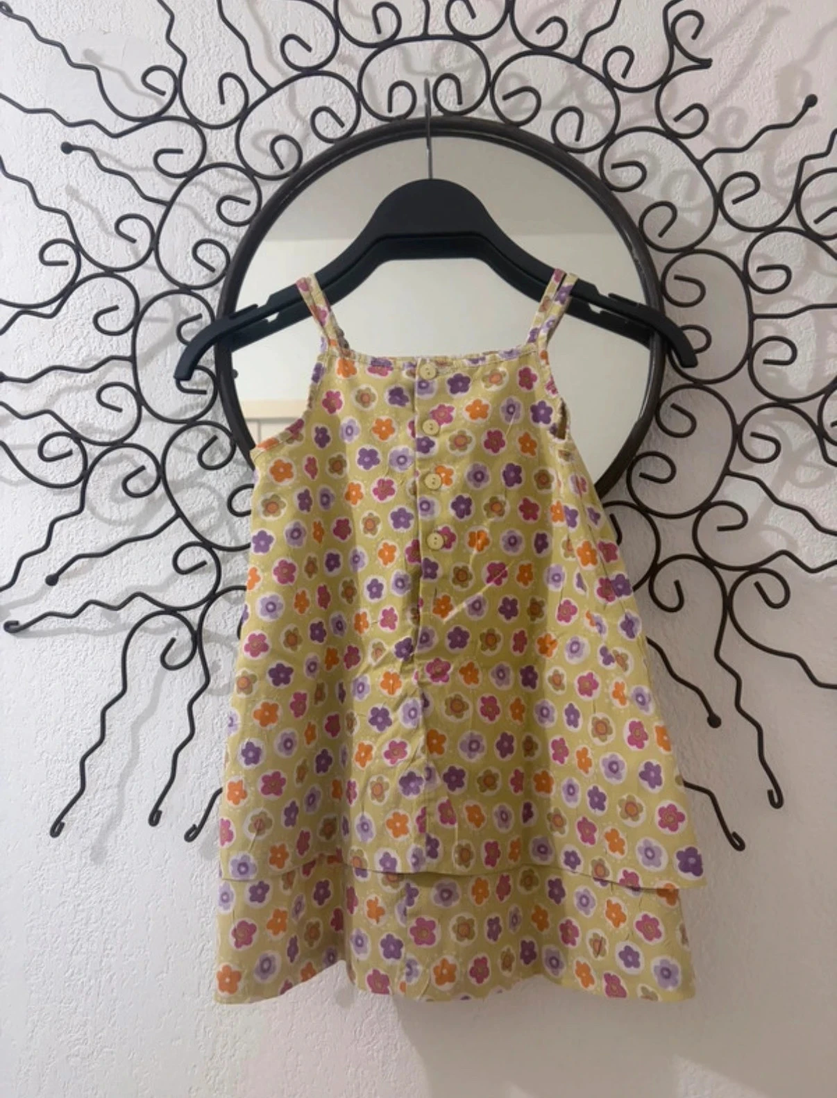 🔵 Vestido retrô com babados verde amêndoa e flores - estilo boêmio – photo 4